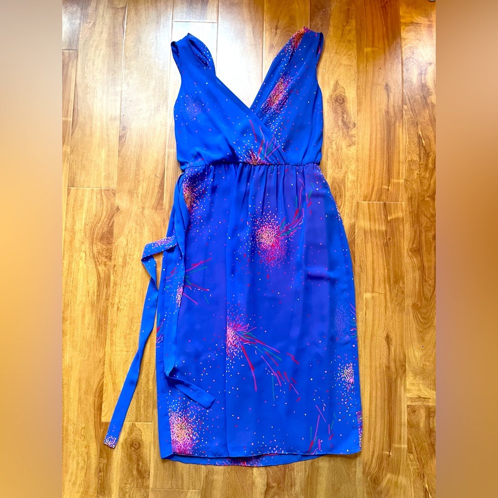 Vintage Debora Kuchme for Aline Marelle Bright Blue Sleeveless Midi Dress Sz XS